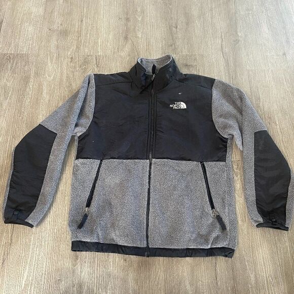 The NORTH FACE Gray Denali Polartec Fleece Jacket Youth/Junior L Black Grey - Picture 1 of 2